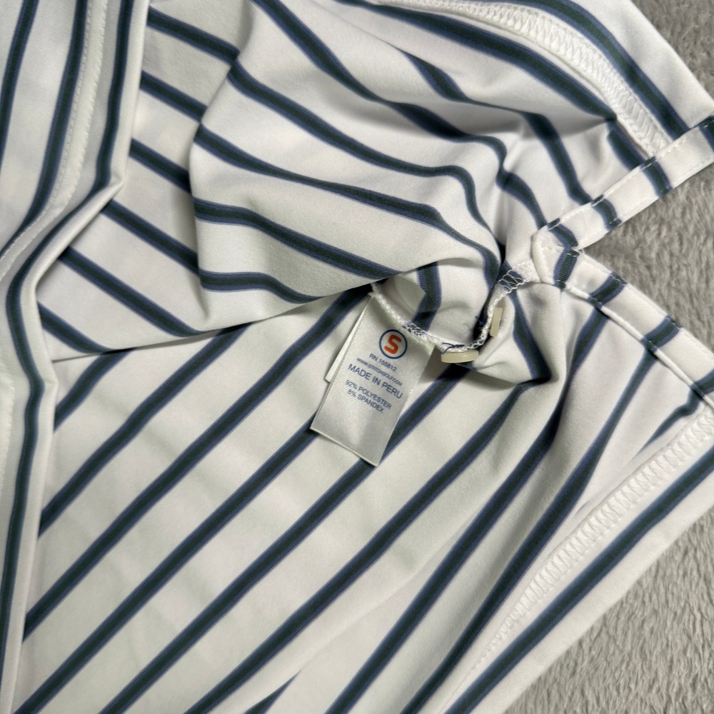 Stitch Golf Logo Polo Shirt White Blue Stripe Performance XL - Picture 5 of 11